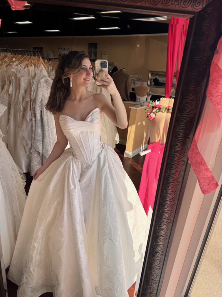 White Strapless Satin Wedding Dress with Corset Bodice and Full Skirt White Strapless Satin Wedding Dress with Corset Bodice and Full Skirt — Strapless Dresses 2027