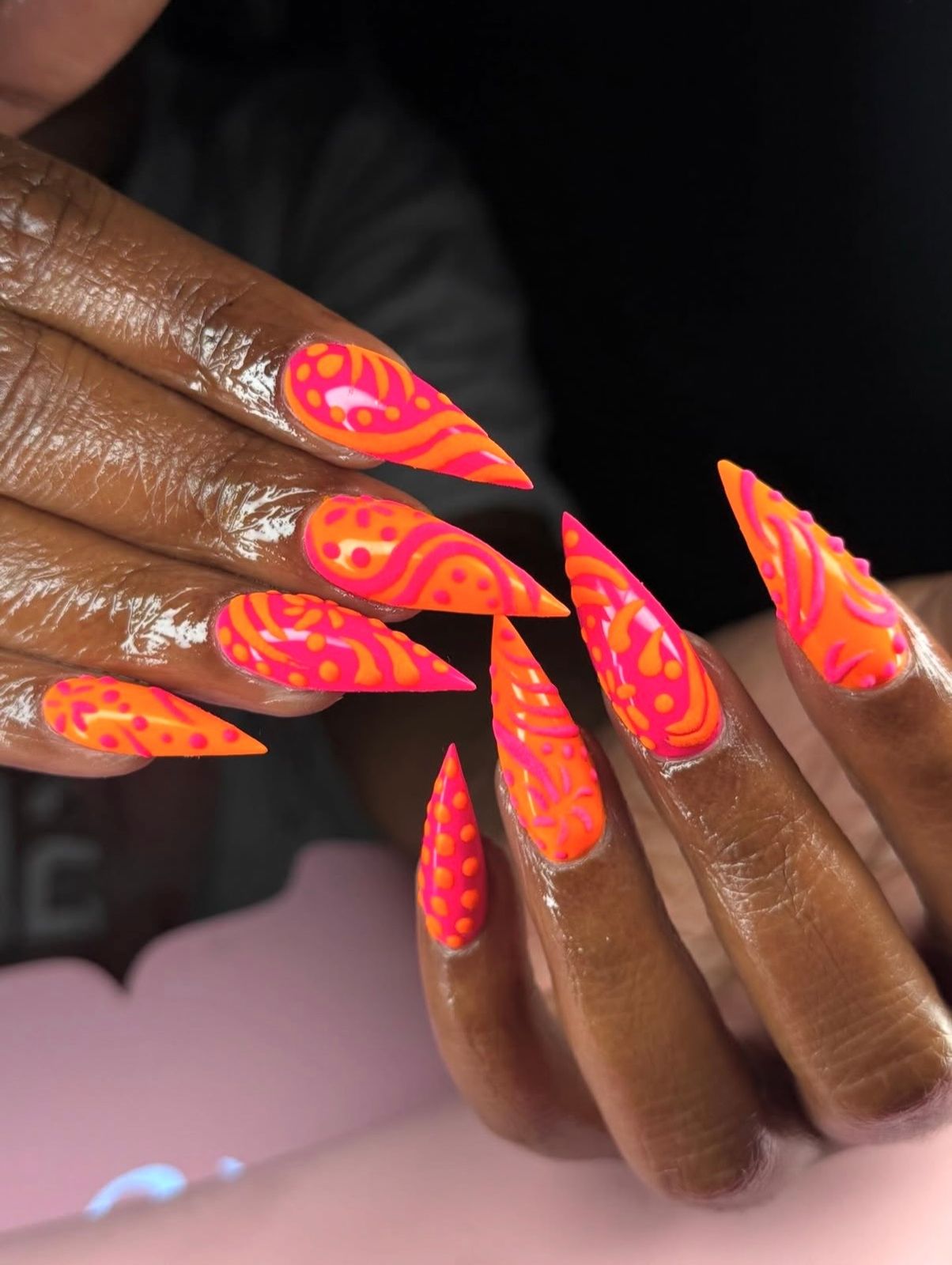 Bold High-Contrast Pattern Visual Idea Bold High-Contrast Pattern Visual Idea — Orange Summer Nails 2027