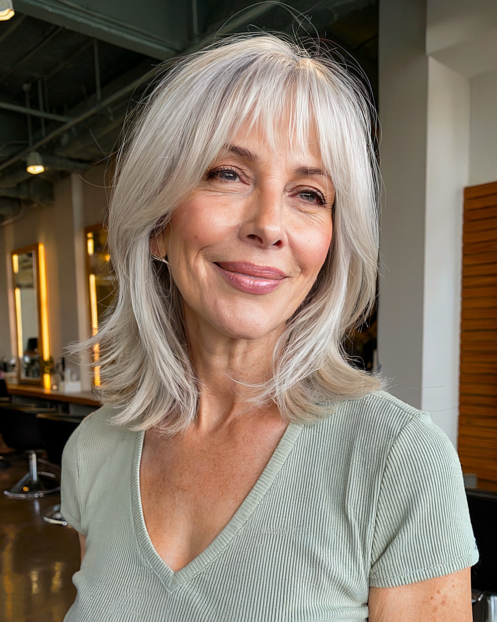 Ash Blonde Shag With Wispy Bangs Ash Blonde Shag With Wispy Bangs — Bangs 2027 for Women Over 50