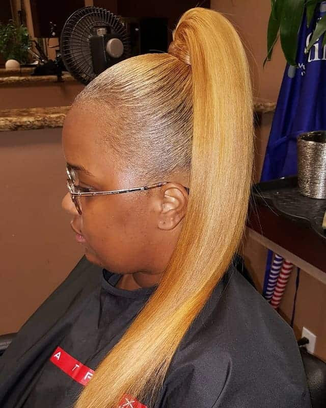 Blonde Streaked High Ponytail Blonde Streaked High Ponytail — Ponytail Hairstyles 2027 with Glasses
