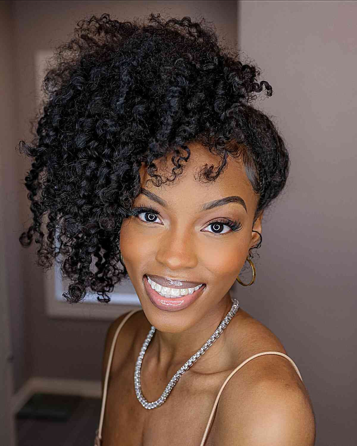 Asymmetrical Curly Updo Asymmetrical Curly Updo — Natural Hairstyles 2027 with Weave