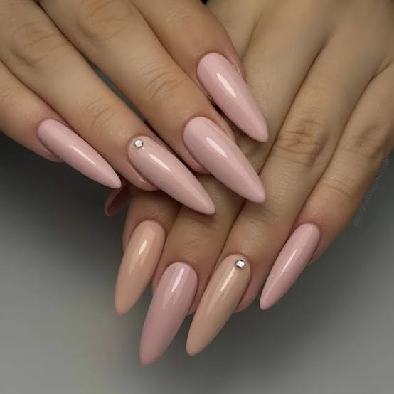 Soft Pink Nude Rhinestone Accents Soft Pink Nude Rhinestone Accents — Wedding Guest Nails 2027