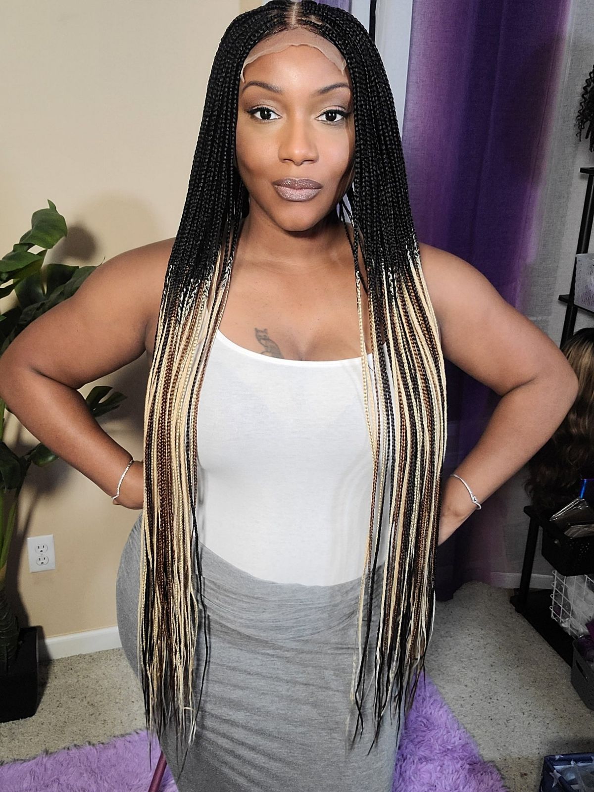 Sleek Black to Blonde Ombre Box Braids — Ombre Knotless Braids 2027