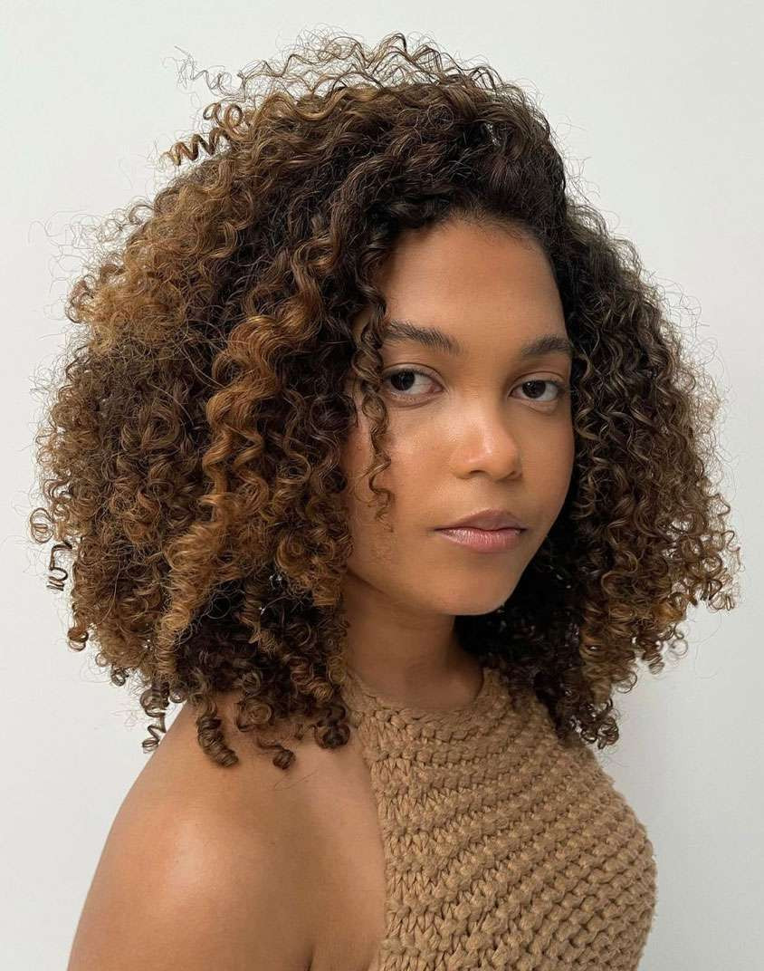 Dark Brown Bob With Caramel Highlights Dark Brown Bob With Caramel Highlights — 3A Curly Hairstyles 2027