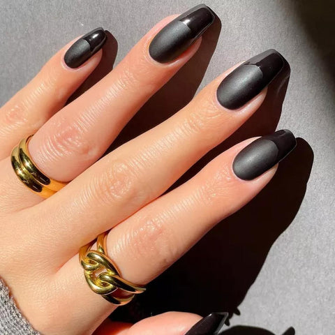 Matte Black French Tip Square Nails Matte Black French Tip Square Nails — Winter Black Nails 2027
