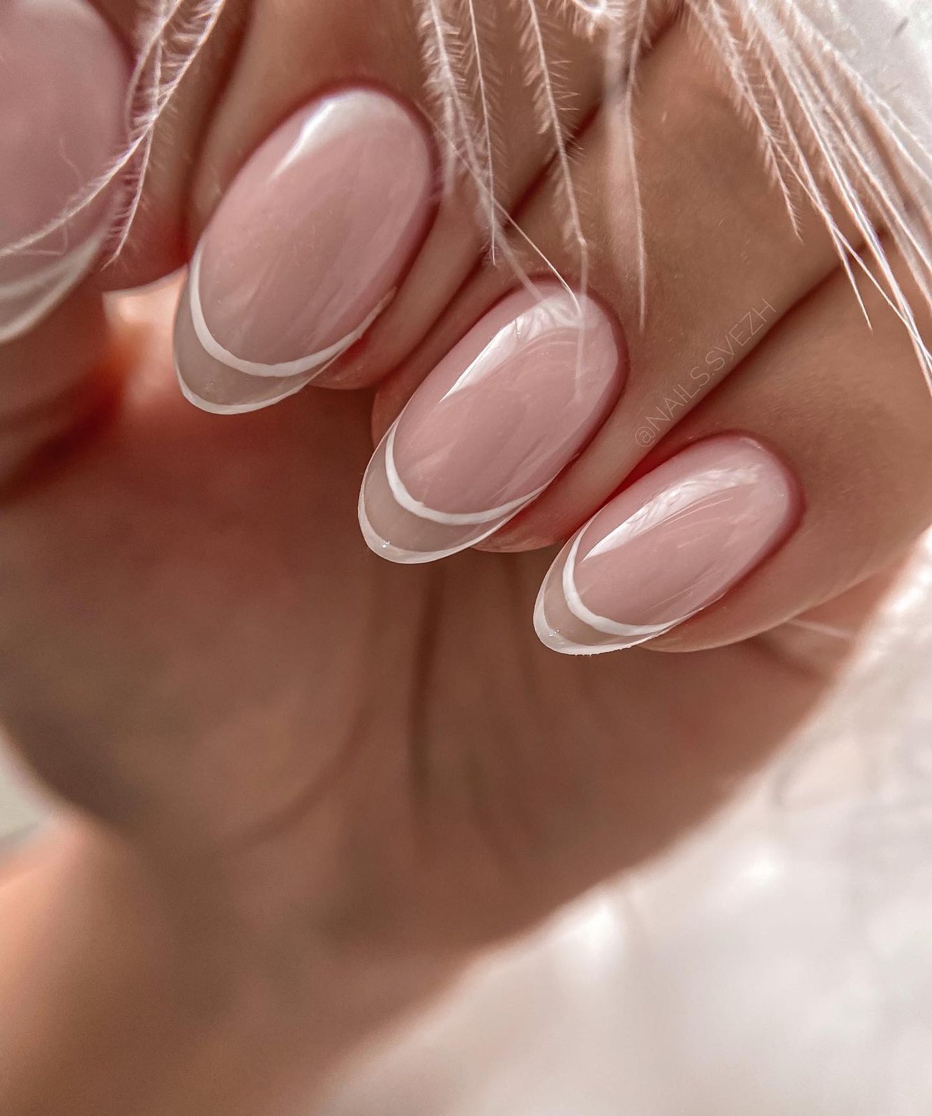 Pink Base White Accent Visual Idea Pink Base White Accent Visual Idea — Colored Double French Nails 2027