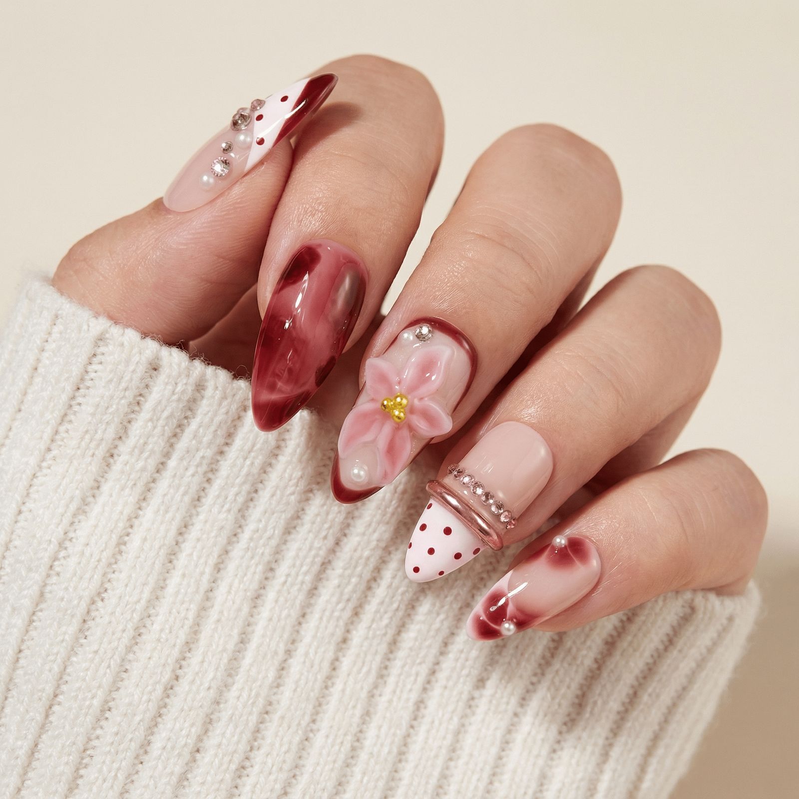 Glossy Matte Polka Dots Pearl Accents Visual Idea Glossy Matte Polka Dots Pearl Accents Visual Idea — Painted Petal Nails 2027