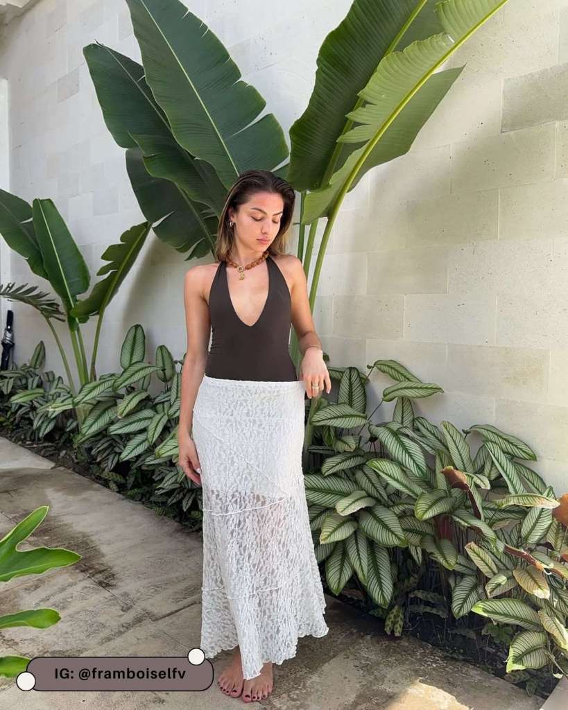 Resort Ready: Tiered Lace Skirt with Halterneck Top — Lace Skirt Outfits 2027