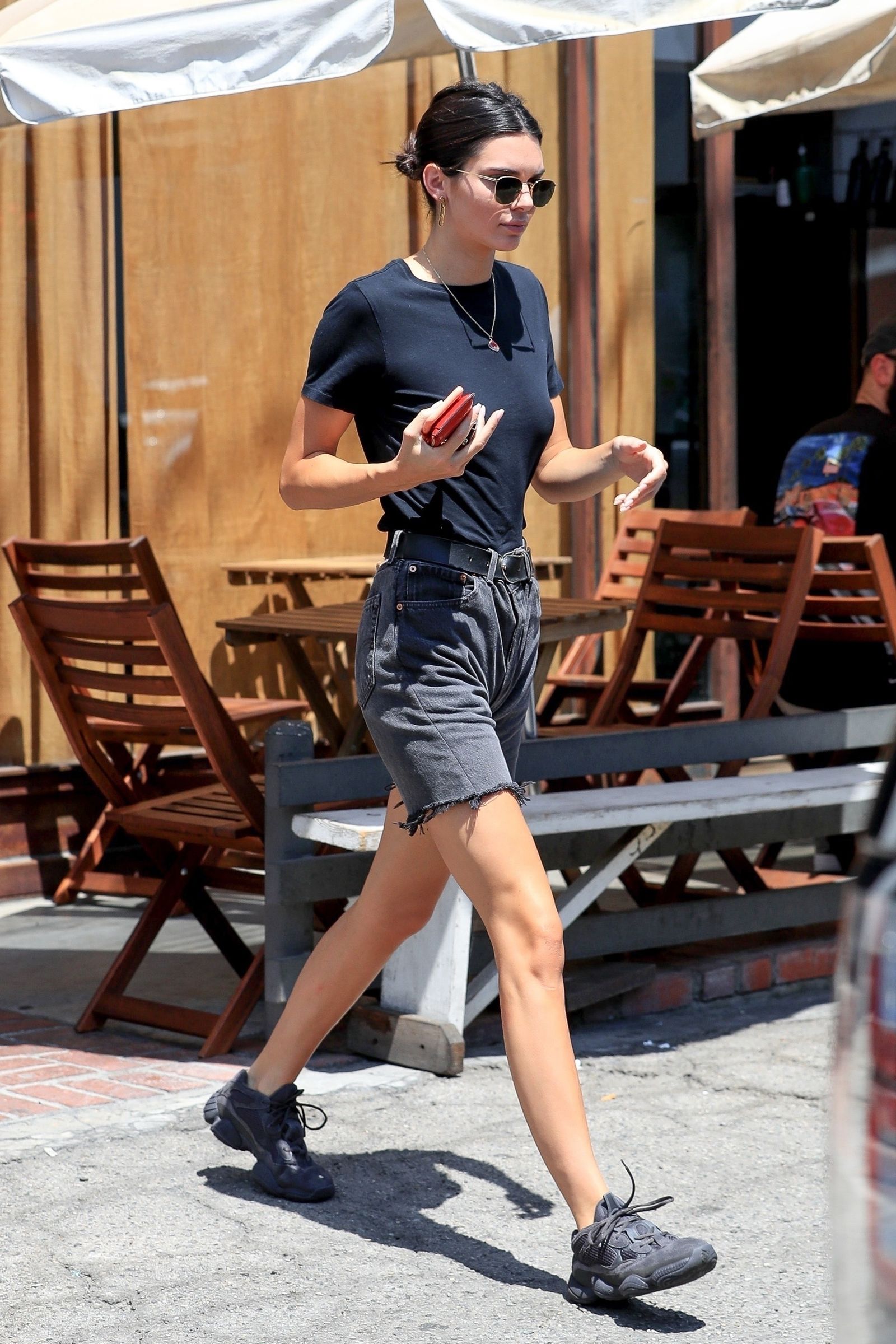 Dark Grey Denim Shorts Paired with a Black Tee Dark Grey Denim Shorts Paired with a Black Tee — Jean Shorts Outfits 2027