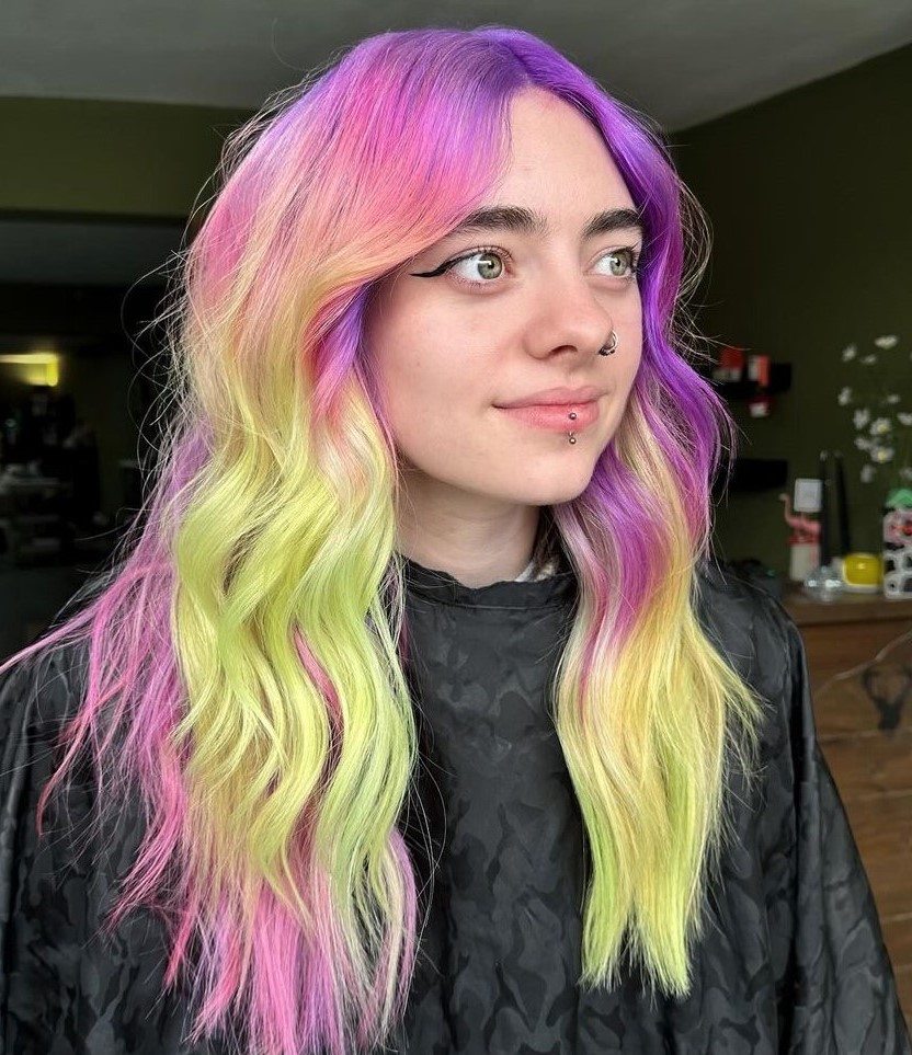 Multi-Color Shag With Curtain Bangs — Alt Hairstyles 2027