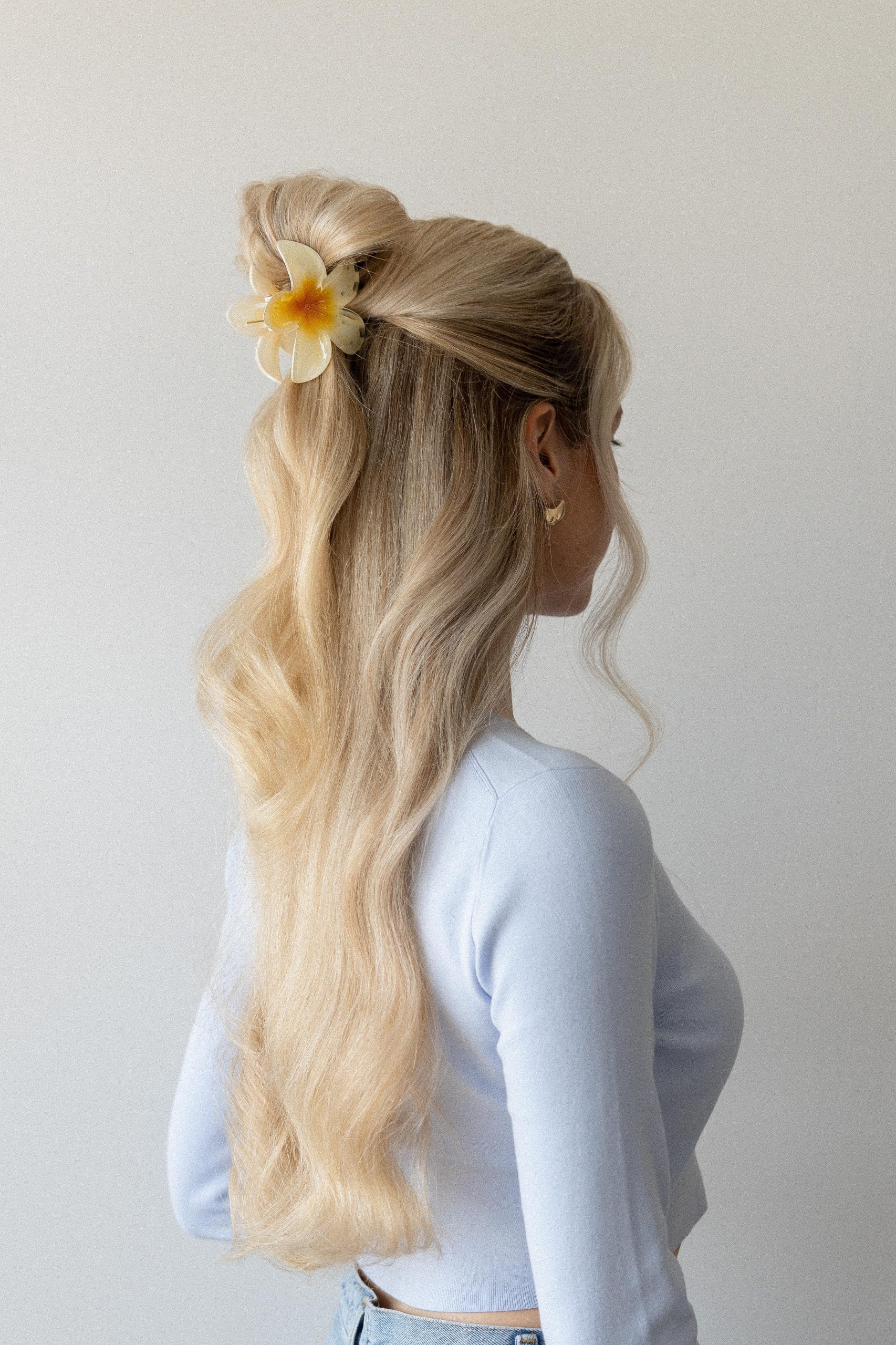 Ash Blonde Waves With Floral Clip Ash Blonde Waves With Floral Clip — Easy School Hairstyles 2027
