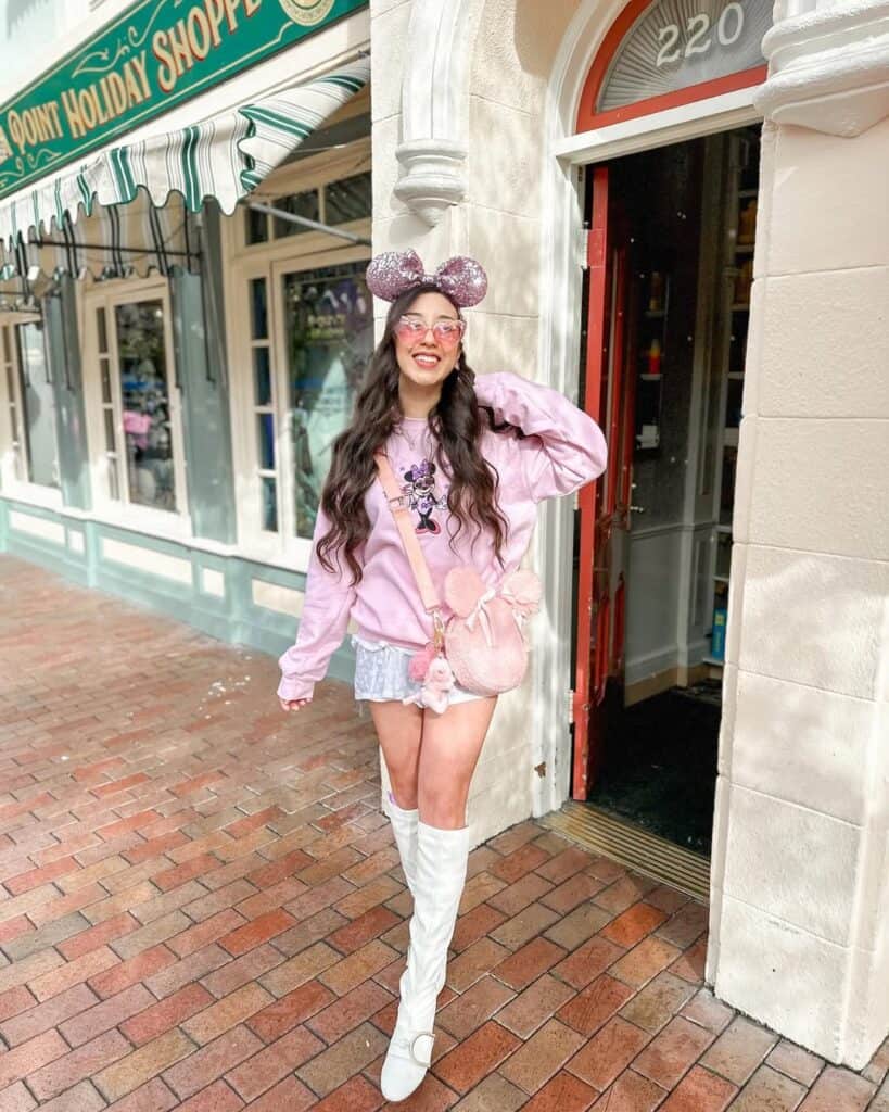 Playful Pink Graphic Sweatshirt with Sequin Mini Skirt — Pink Valentines Outfits 2027