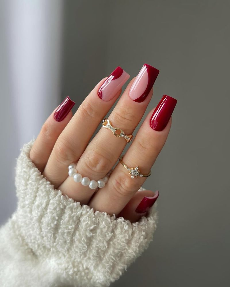 Deep Red Swirls on Long Square Deep Red Swirls on Long Square — Pink and Red Nails 2027