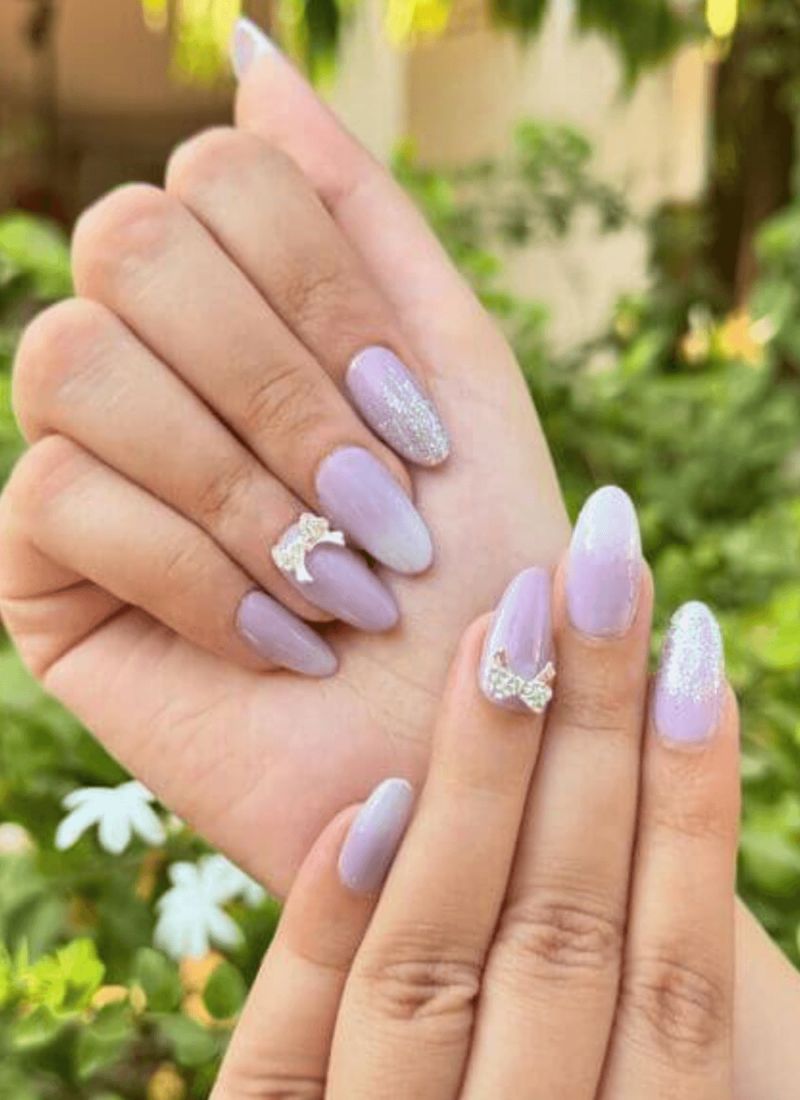 Glossy Glitter Visual Idea — Lavender Wedding Nails 2027