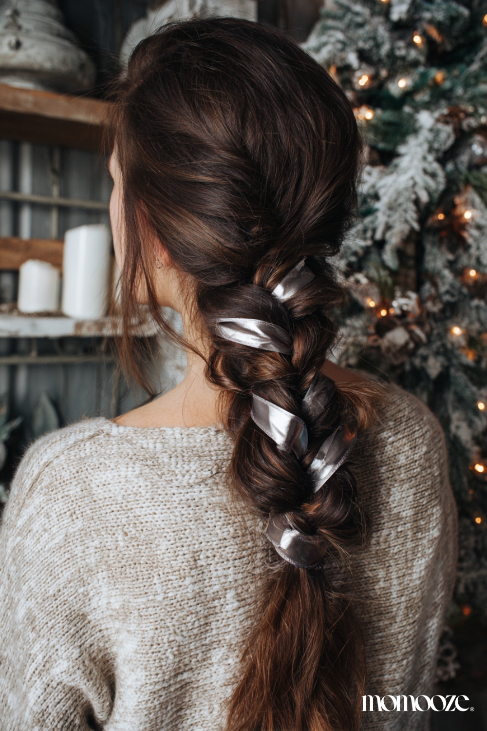 Thick Braid With Silver Ribbon — Holiday Party Hairstyles 2026