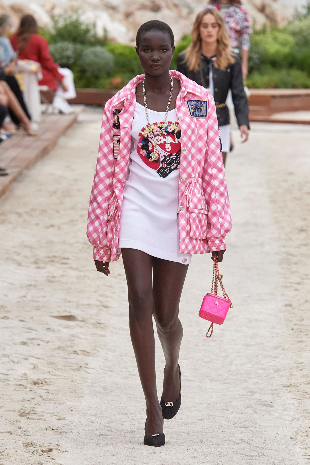 Gingham Oversized Jacket Over a Graphic Tee Dress — F1 Race Outfits 2027