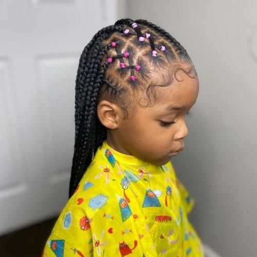 Small Box Braids With Colorful Beads — Kids Braids 2027