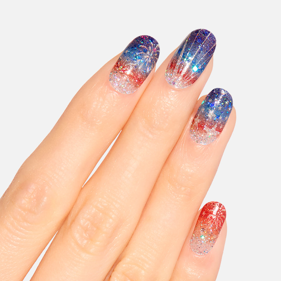Patriotic Glitter Gradient Firework Nails Patriotic Glitter Gradient Firework Nails — Glitter Nails 2027