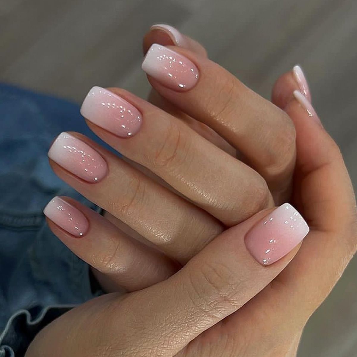Short Square Pink to White Ombre Short Square Pink to White Ombre — French Ombre Nails 2027