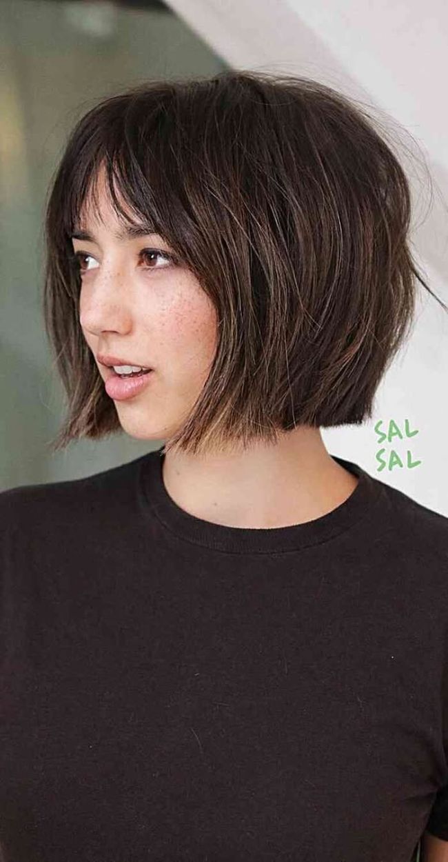 Textured Bob With Wispy Fringe Textured Bob With Wispy Fringe — Bob 2027 for Straight Hair