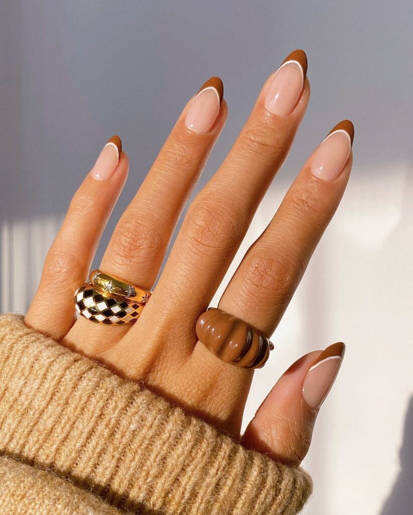 Brown French Tip Sheer Nude Almond — Nude Summer Nails 2027
