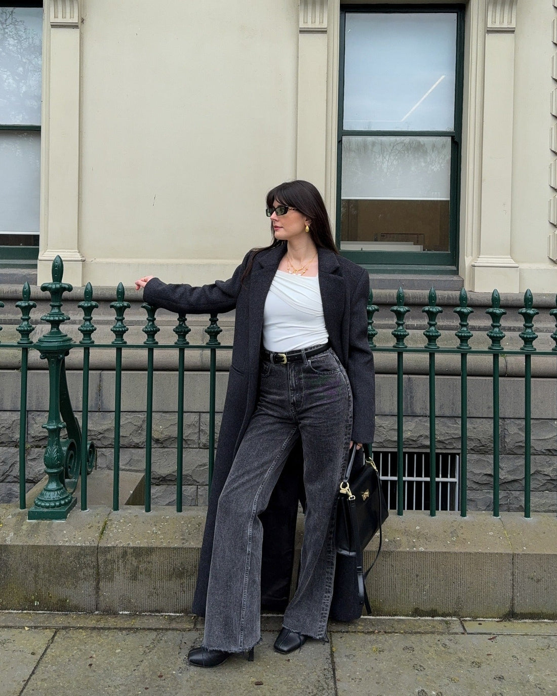 Charcoal Wide-Leg Jeans: Effortless Smart Casual with Oversized Coat Charcoal Wide-Leg Jeans: Effortless Smart Casual with Oversized Coat — Charcoal Outfits 2027