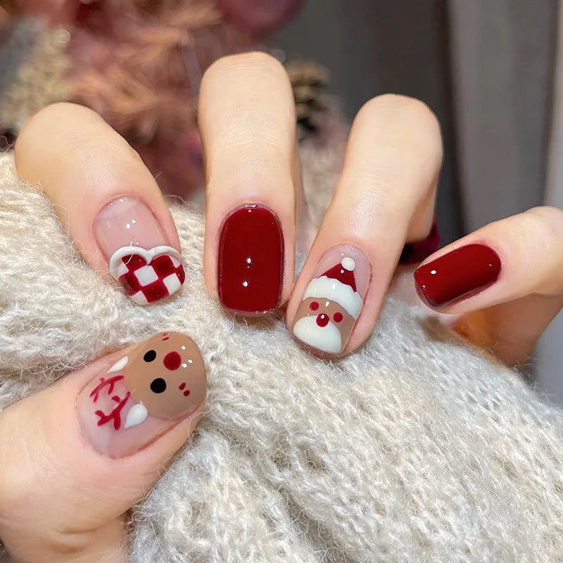 Short Square Santa Gingerbread Man Nails Short Square Santa Gingerbread Man Nails — Santa Nails 2026