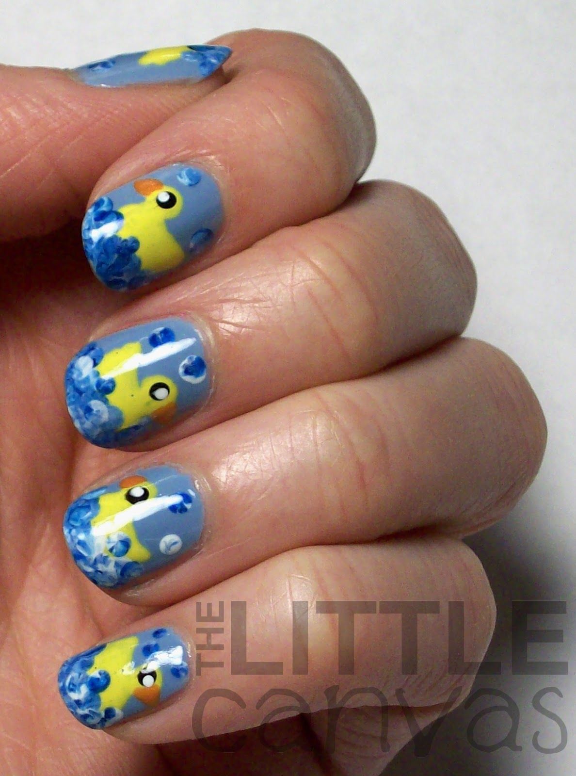 Short Oval Hand-Painted Duck Nails Short Oval Hand-Painted Duck Nails — Blue Duck Nails 2027