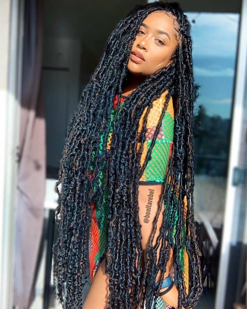 Extremely Long Black Butterfly Locs Extremely Long Black Butterfly Locs — Distressed Locs 2027