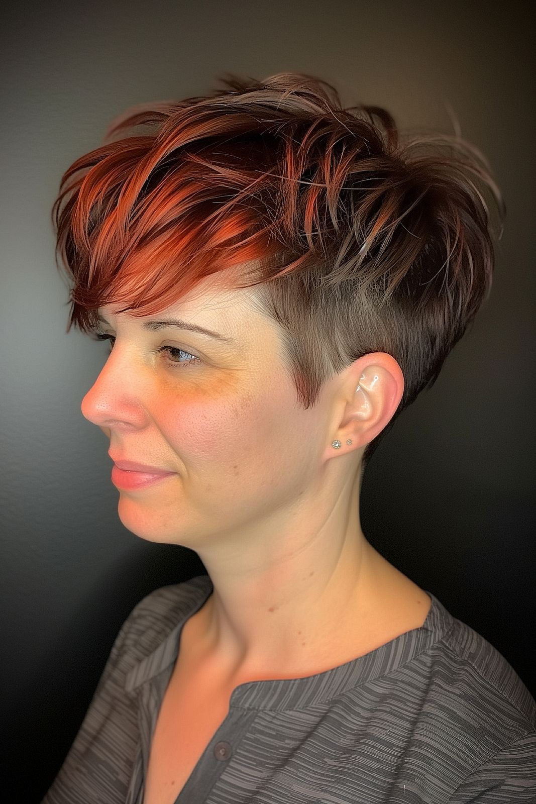 Undercut Pixie With Red-Orange Ombre Undercut Pixie With Red-Orange Ombre — Ombre Pixie 2027