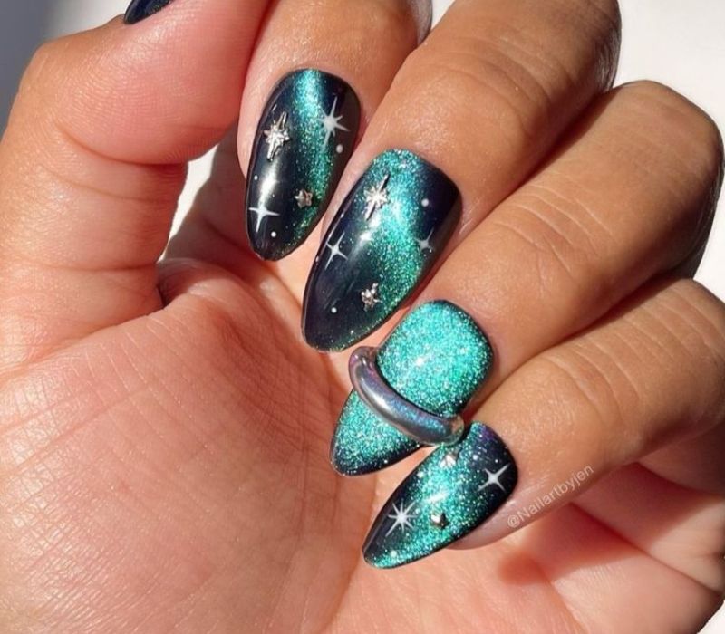 Glossy With Holographic Glitter Visual Idea Glossy With Holographic Glitter Visual Idea — Galaxy Nails 2027