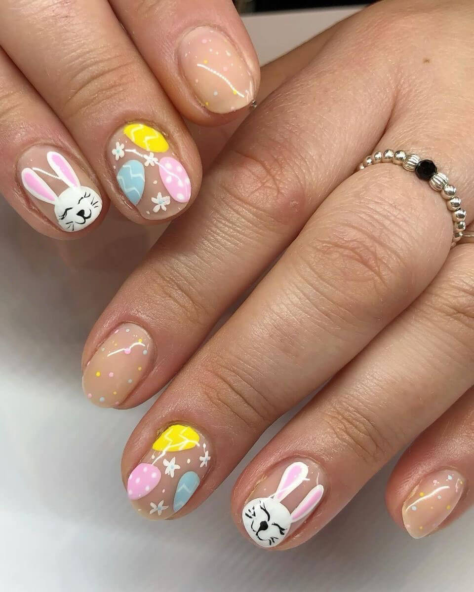 Nude Base Bunny Faces and Eggs Nude Base Bunny Faces and Eggs — Funny Bunny Nails 2027