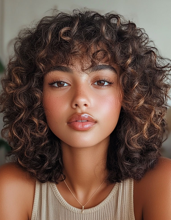 Shoulder Length With Blonde Highlights Shoulder Length With Blonde Highlights — Curly Haircuts 2027