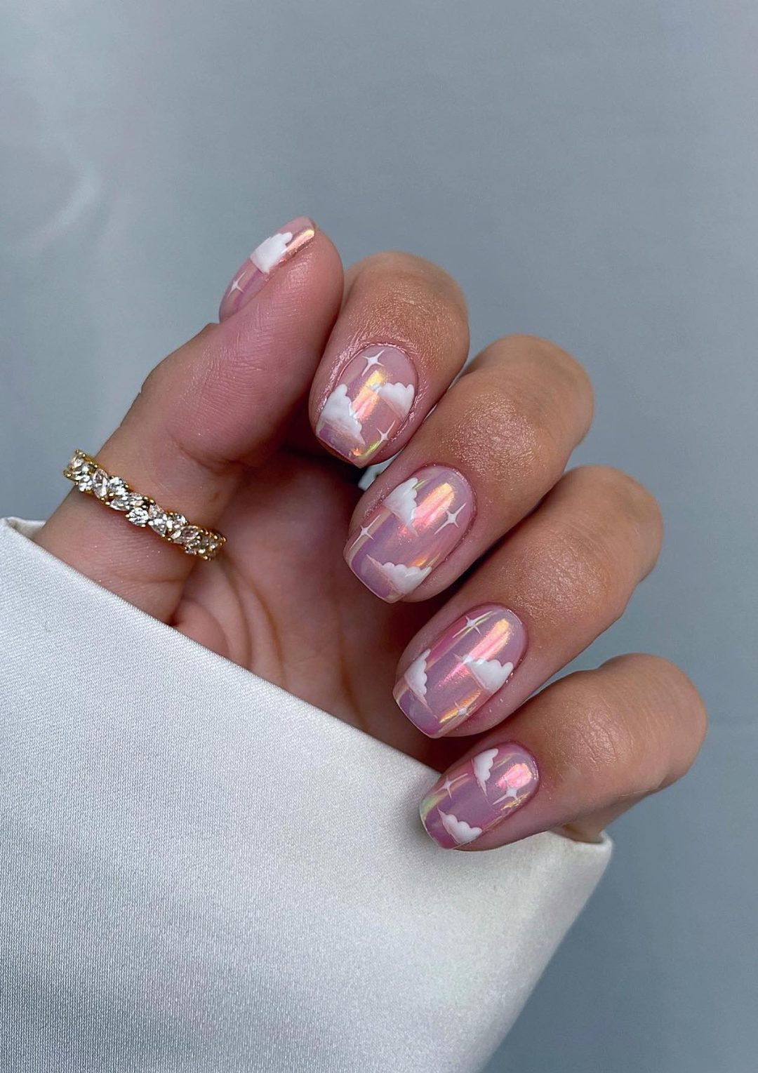 Glossy With Iridescent Shimmer Stiletto Pink Purple Clouds Stars Shimmer Glossy With Iridescent Shimmer Stiletto Pink Purple Clouds Stars Shimmer — Pink Cloud Nails 2027