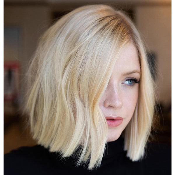 No Bangs Sleek Platinum Blonde Chin Bob — Blunt Bob 2027