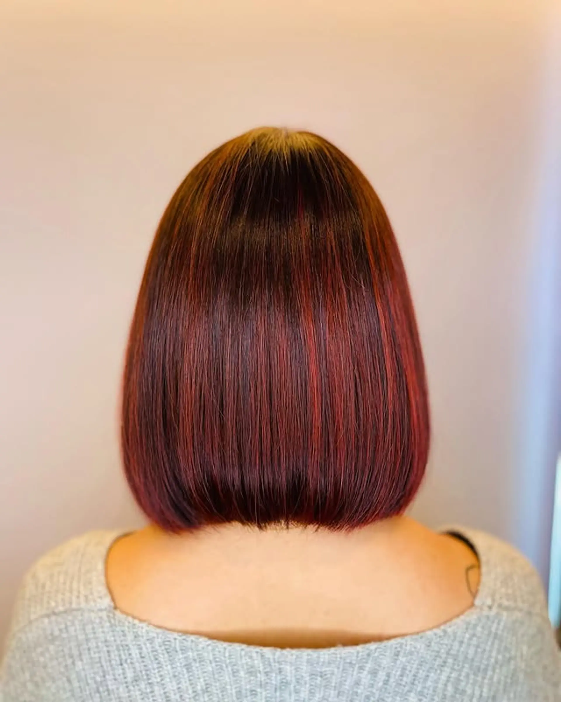 Cherry Red With Subtle Highlights Cherry Red Collarbone Bob Cherry Red With Subtle Highlights Cherry Red Collarbone Bob — Classic Bob 2027