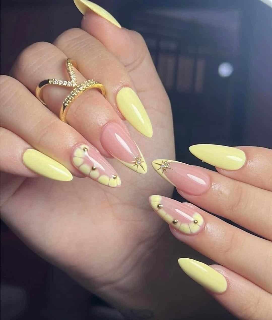 Yellow French Tips On All Visible Nails Visual Idea — Yellow Nails 2027