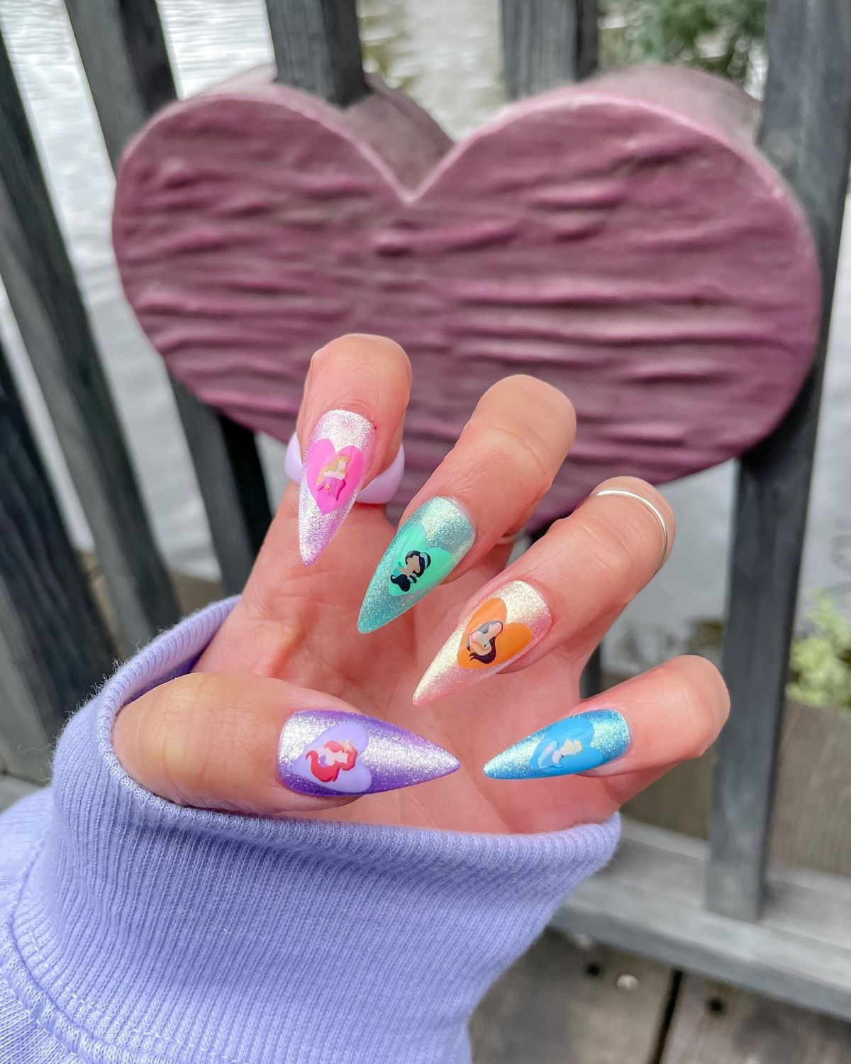 Pastel Shimmer Stiletto Disney Art Pastel Shimmer Stiletto Disney Art — Princess Disney Nails 2027
