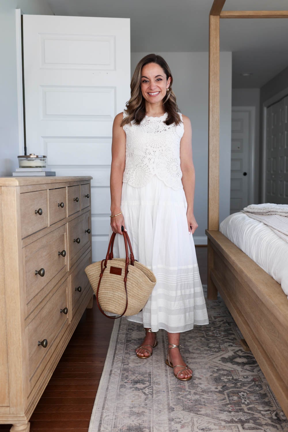 Textural Delight: Crochet Top and Tiered Skirt Textural Delight: Crochet Top and Tiered Skirt — Neutral Summer Outfits 2027