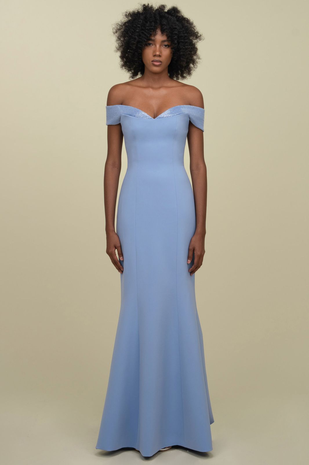 Light Blue Off-Shoulder Mermaid Gown with Beaded Bodice Light Blue Off-Shoulder Mermaid Gown with Beaded Bodice — Mermaid Gala Dress 2027