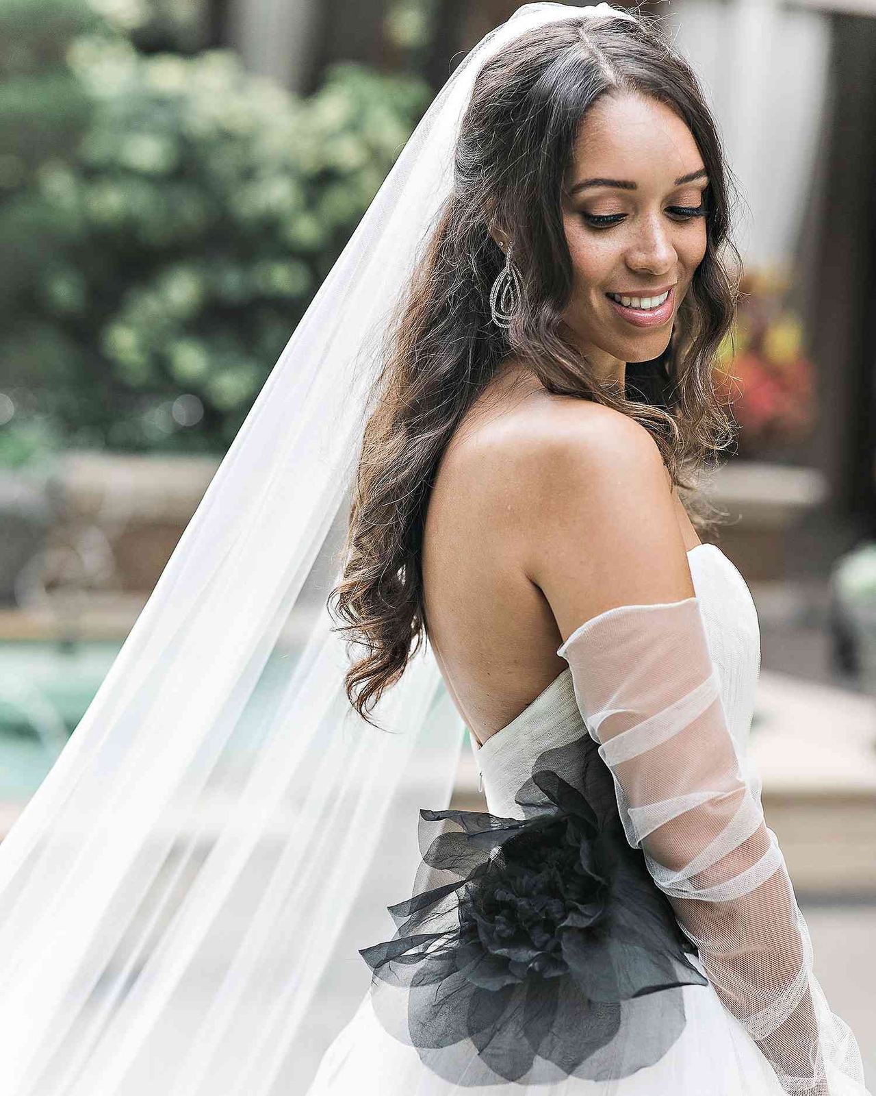 Dark Brown Half-Up With Side Bangs Dark Brown Half-Up With Side Bangs — Bridal Hair Down 2027