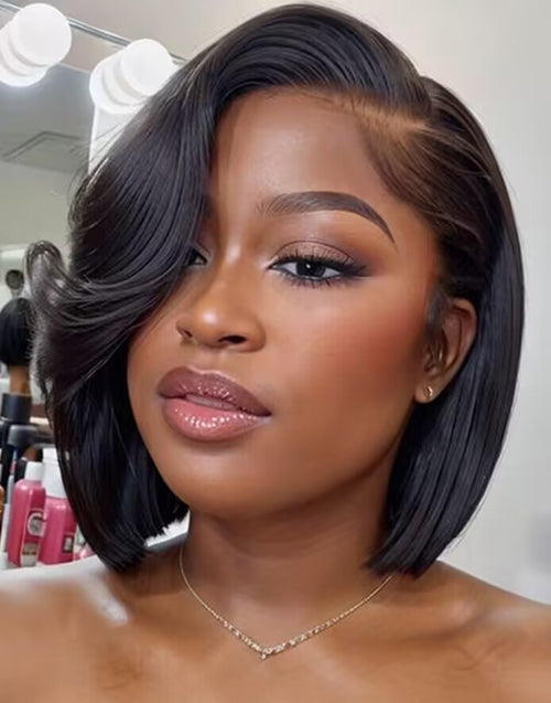 Fine Black Bob With Side Swept Bangs — Lace Front Wig Styles 2027