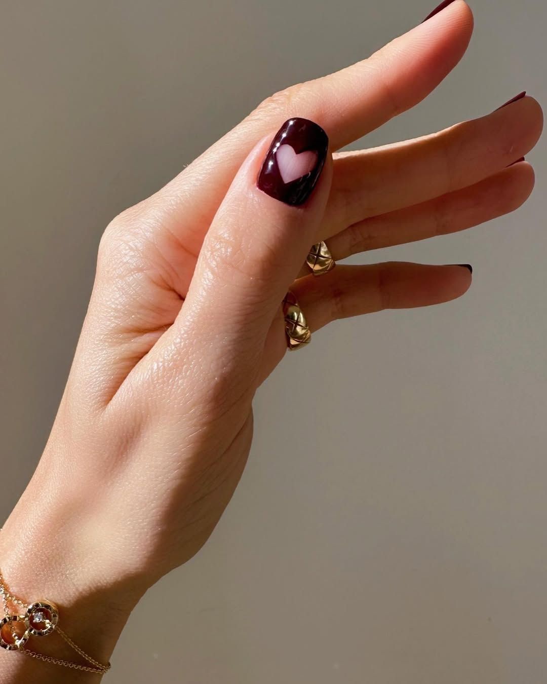 Glossy Burgundy With A Sweetheart Accent — Burgundy Nails 2027