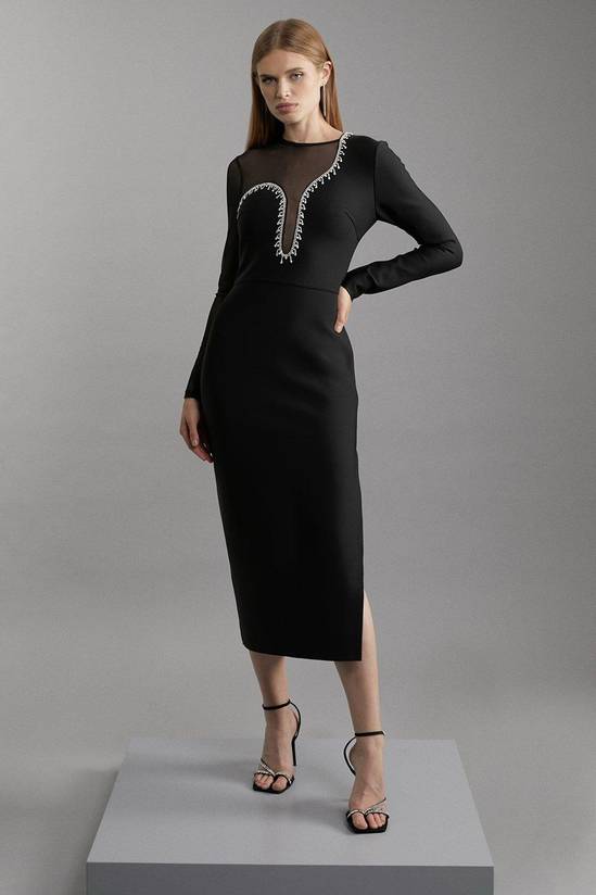 Embellished Neckline: Black Long-Sleeved Midi for Evening Sophistication Embellished Neckline: Black Long-Sleeved Midi for Evening Sophistication — Midi Dresses 2027