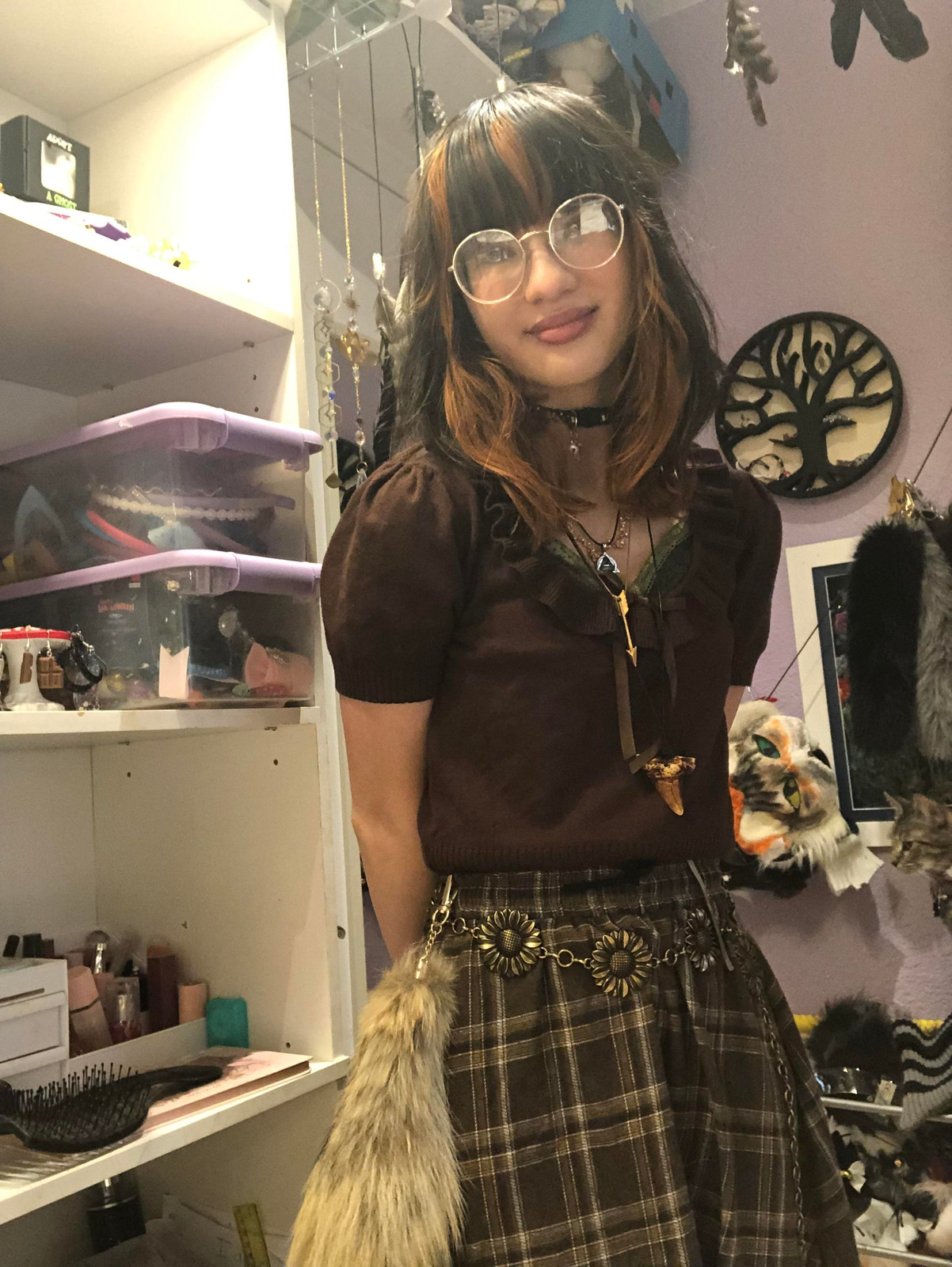 Whimsical Layers: Puff Sleeve Top, Plaid Skirt, and Celestial Accents Whimsical Layers: Puff Sleeve Top, Plaid Skirt, and Celestial Accents — Fairy Grunge Outfits 2027