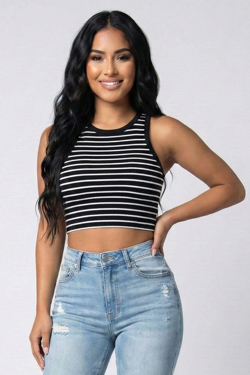 Graphic Statement: Striped Racerback Crop Top Graphic Statement: Striped Racerback Crop Top — Racerback Tank Top Outfits 2027