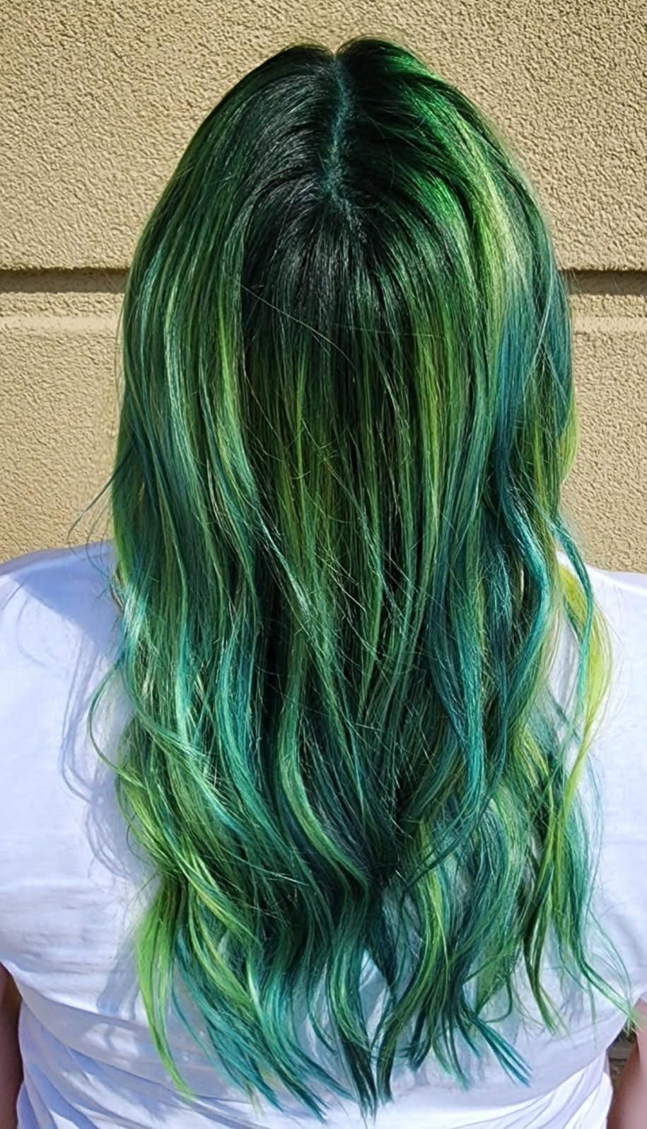 Back View Visual Idea — Green and Blonde Hair 2027