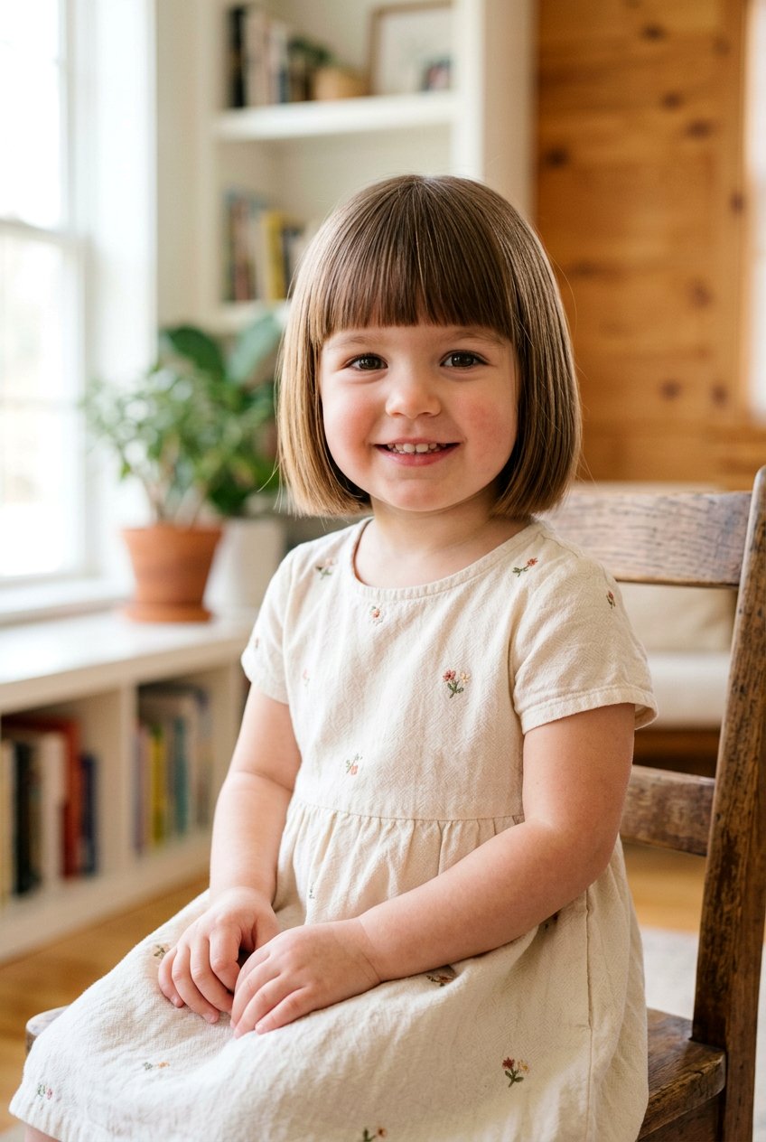 Rounded Bob With Blunt Bangs — Bob 2027 for Little Girls