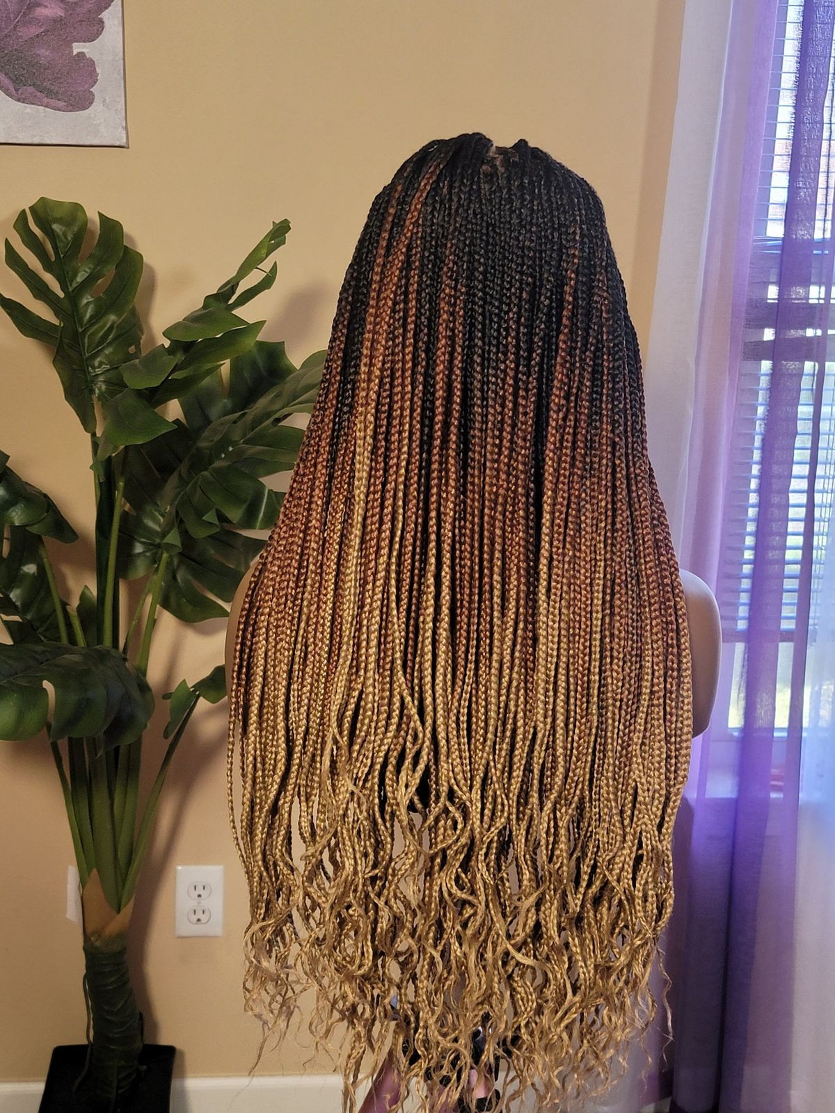 Mid-Back Black to Warm Blonde Ombre Knotless Braids — Ombre Knotless Braids 2027