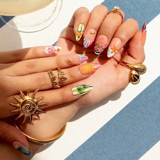 Pastel Summer Motif Almond Nails Pastel Summer Motif Almond Nails — Bahamas Nails 2027